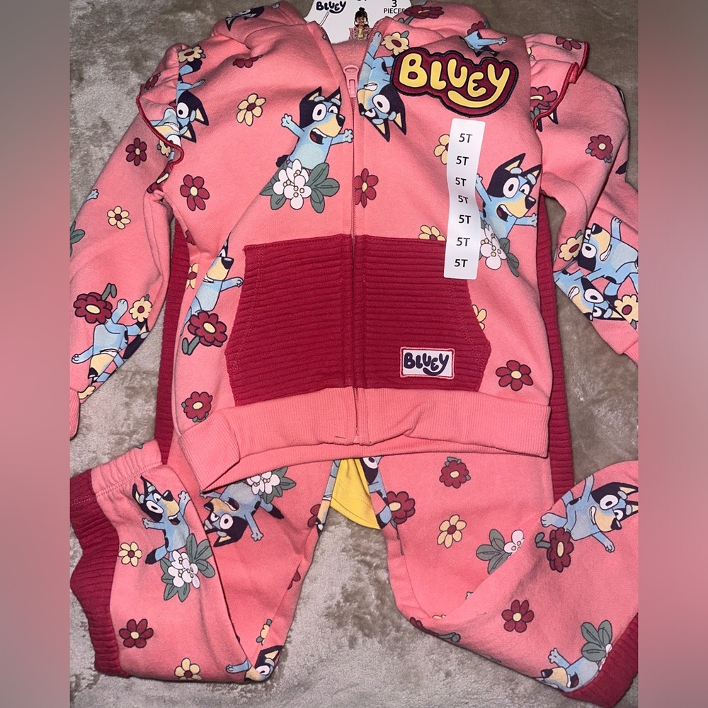Bluey Pink Floral 3 -Piece Matching Set by Bluey - Girls